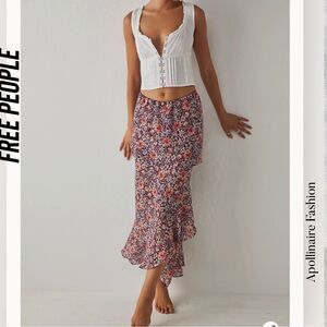 FREE PEOPLE ROMANCE ME TIERED MAXI SKIRT PLUM COMBO NWOT